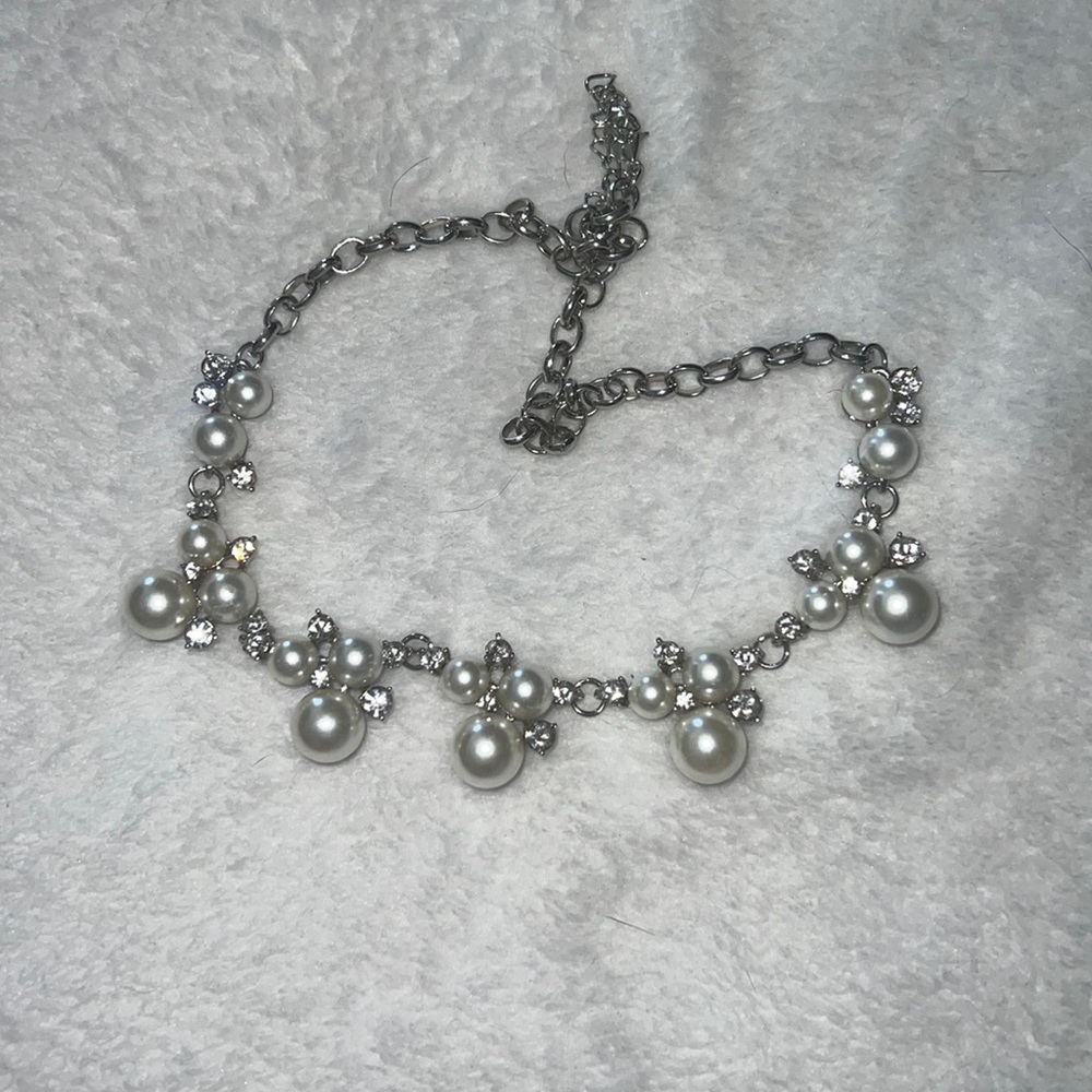 Faux Pearl & Rhinestone Necklace